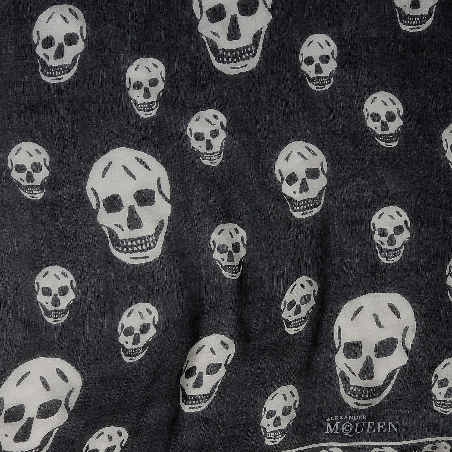Alexander McQueen Silk Chiffon Skull Scarf Black Ivory 1 of 6