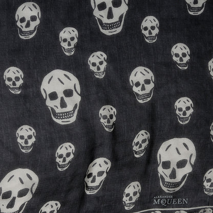 Alexander McQueen Silk Chiffon Skull Scarf Black Ivory 1 of 6