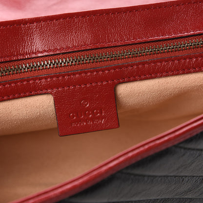 Gucci Vintage Effect Calfskin Matelasse Diagonal Small Torchon GG Marmont Shoulder Bag Black Romantic Cherry 9 of 11
