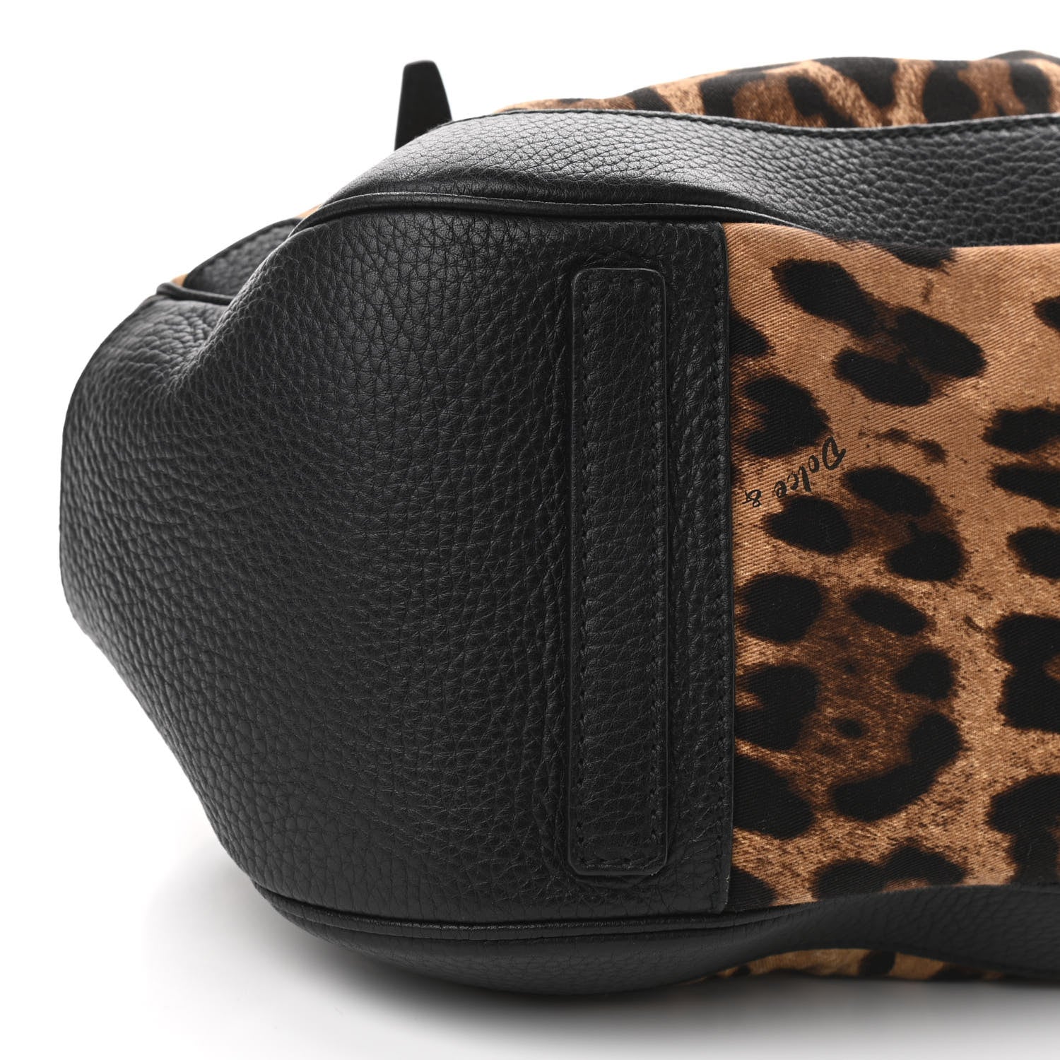 Dolce & Gabbana Calfskin Canvas Leopard Print Animalier Shoulder Bag Black 8 of 13