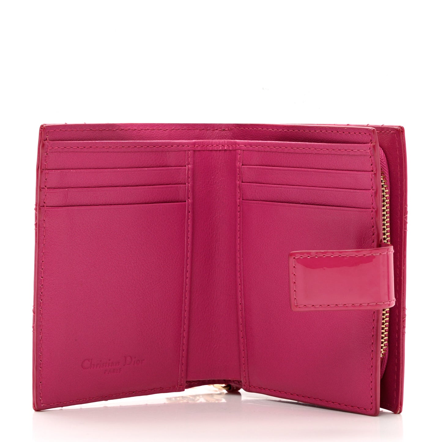 Patent Cannage Lady Dior Eden Wallet Pink