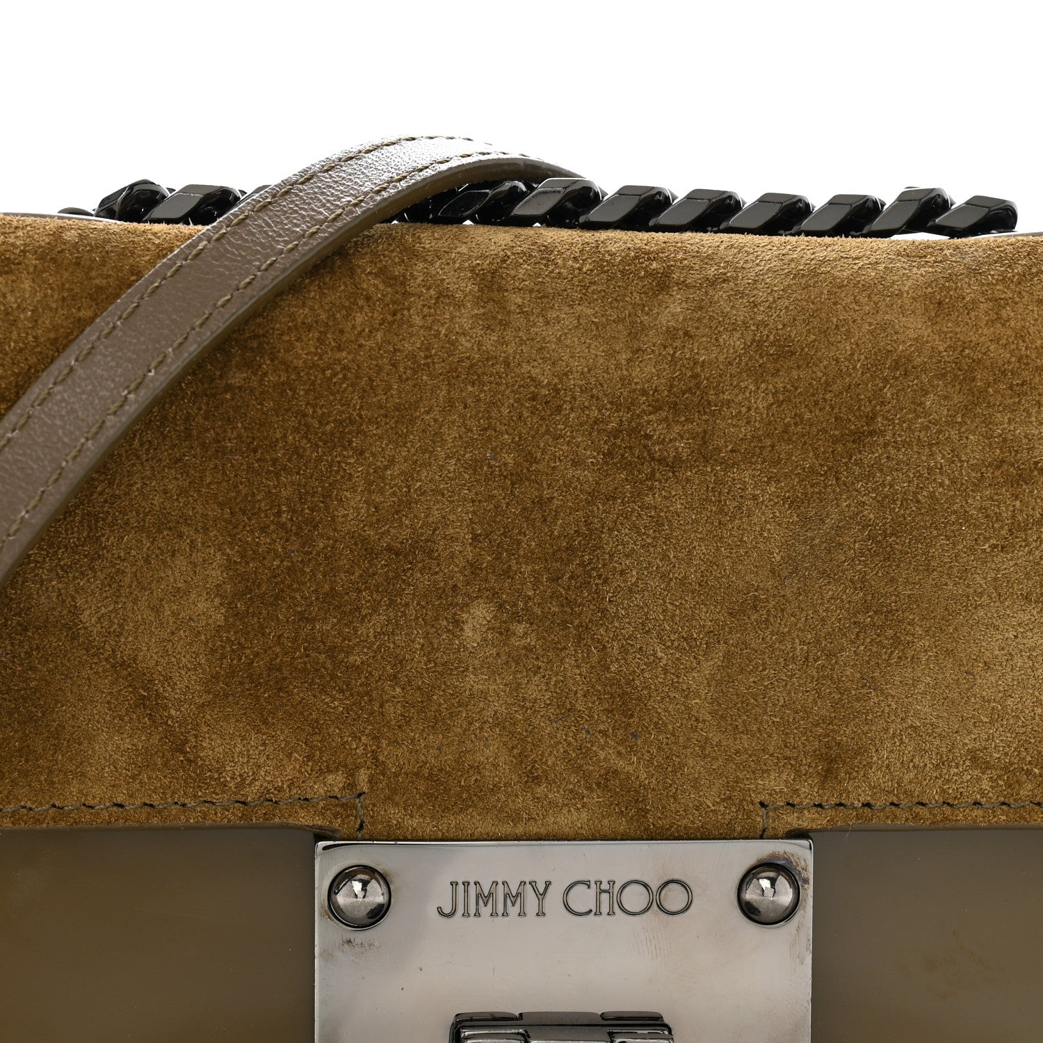 Jimmy Choo Suede Patent Mini Rebel Crossbody Brown 9 of 16