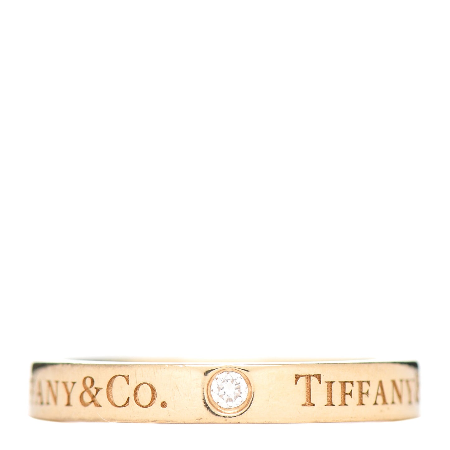 18K Yellow Gold Diamond Logo Band Ring 52 6