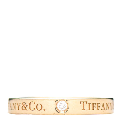 Tiffany 18K Yellow Gold Diamond Logo Band Ring 52 6 3 of 4