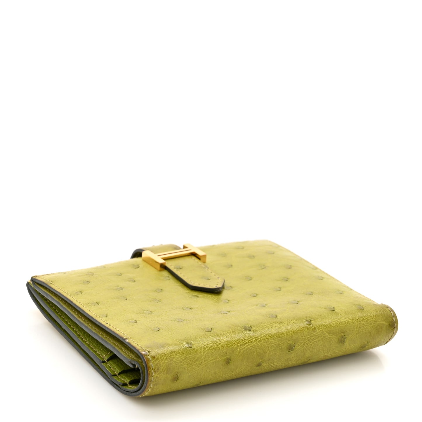 Ostrich Bearn Compact Wallet Vert Anis