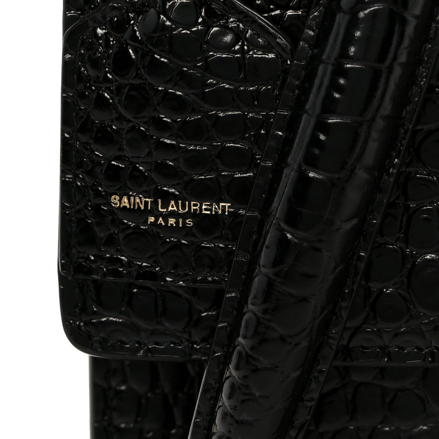 Calfskin Crocodile Embossed Large Monogram Sunset Black