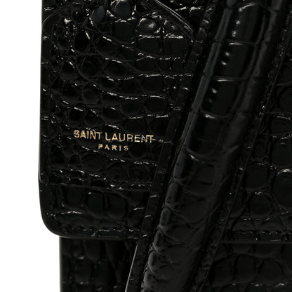 Saint Laurent Calfskin Crocodile Embossed Large Monogram Sunset Black 9 of 12