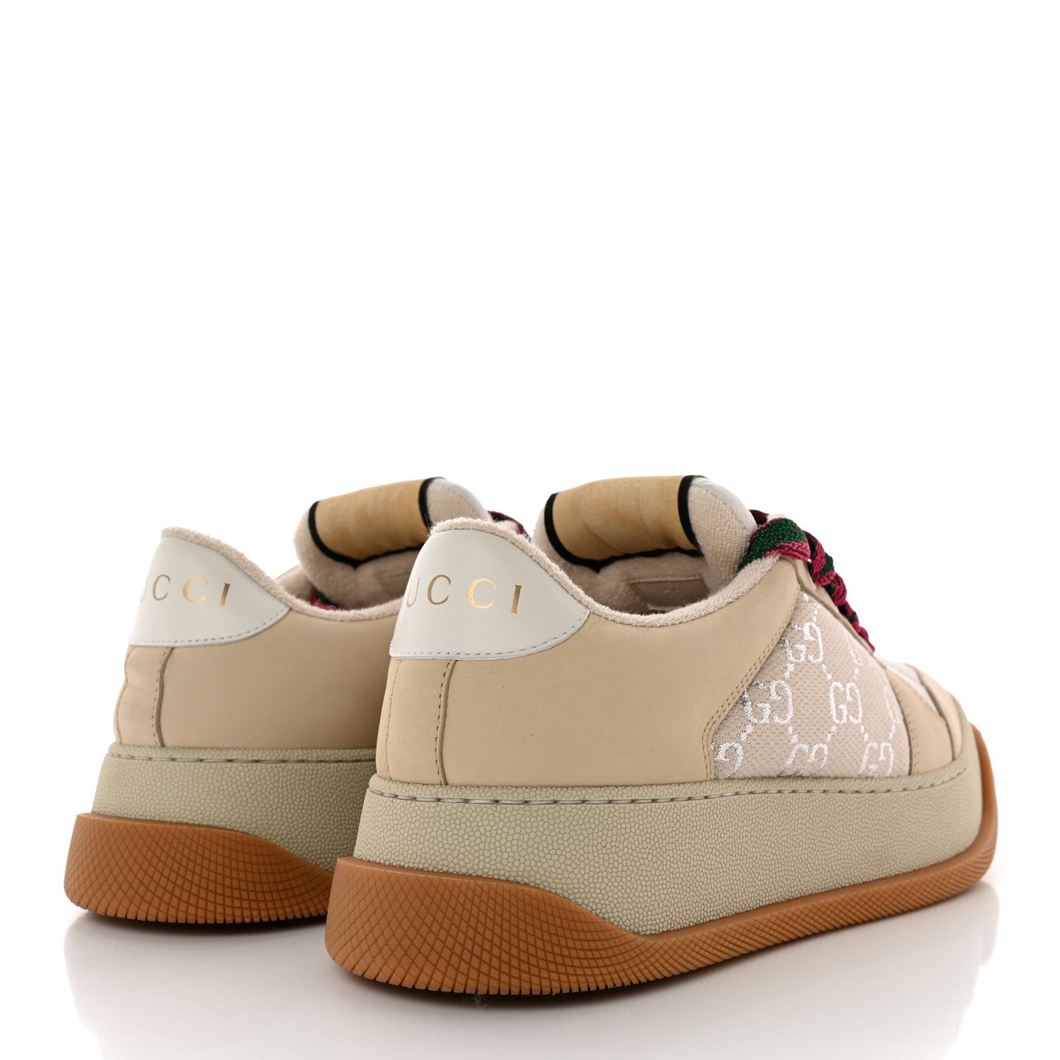 Gucci Lame Canvas Nubuck GG Monogram Womens Screener 50mm Sneakers 38 Gardenia Silver Dusty Milk White Mystic White 4 of 9