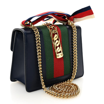 Gucci Calfskin Mini Sylvie Chain Shoulder Bag Blue Agata 3 of 11