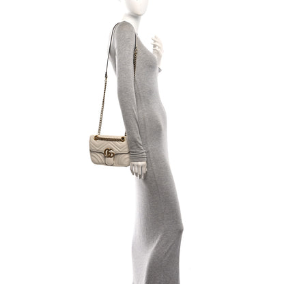 Gucci Calfskin Matelasse Mini GG Marmont Shoulder Bag White 2 of 10