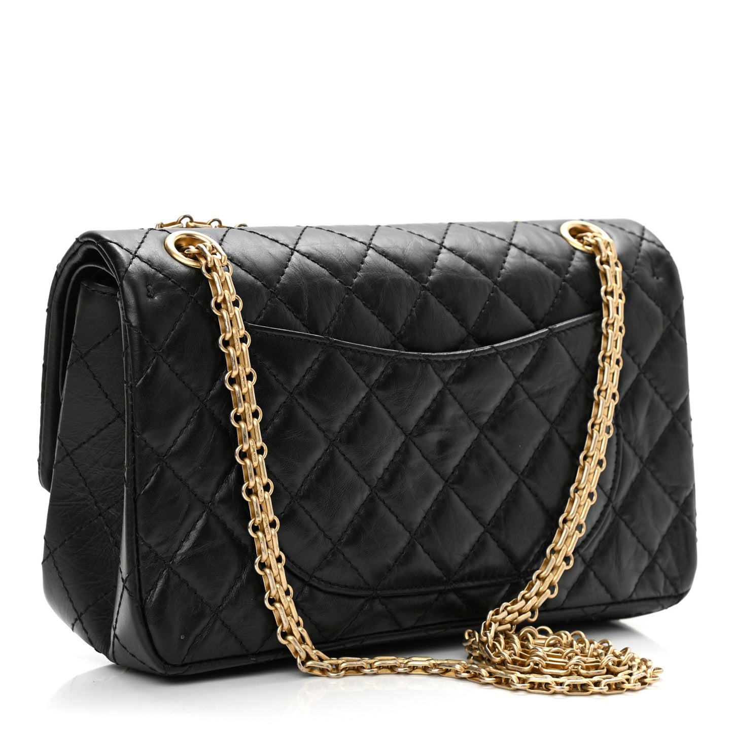 Aged Calfskin Quilted 2.55 Reissue 225 Flap Black