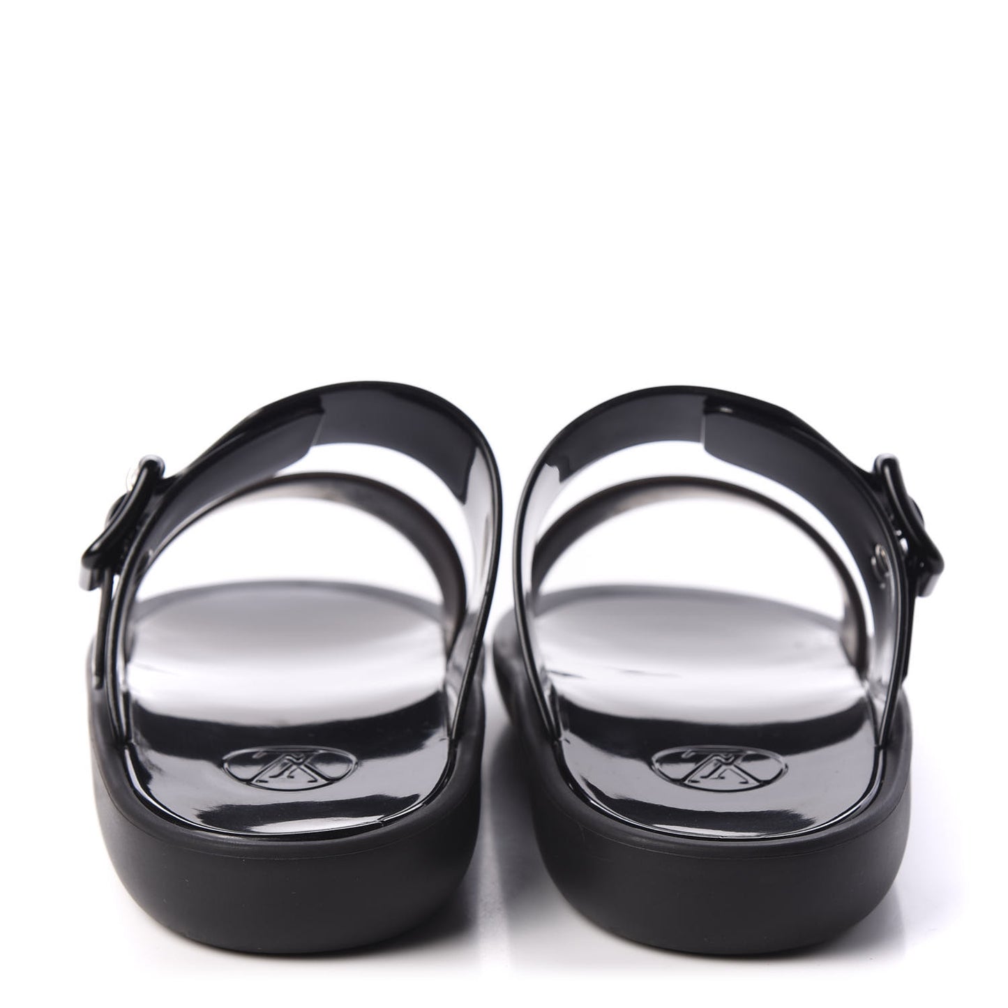 Monogram Sunbath Flat Mule Sandals 38 Black