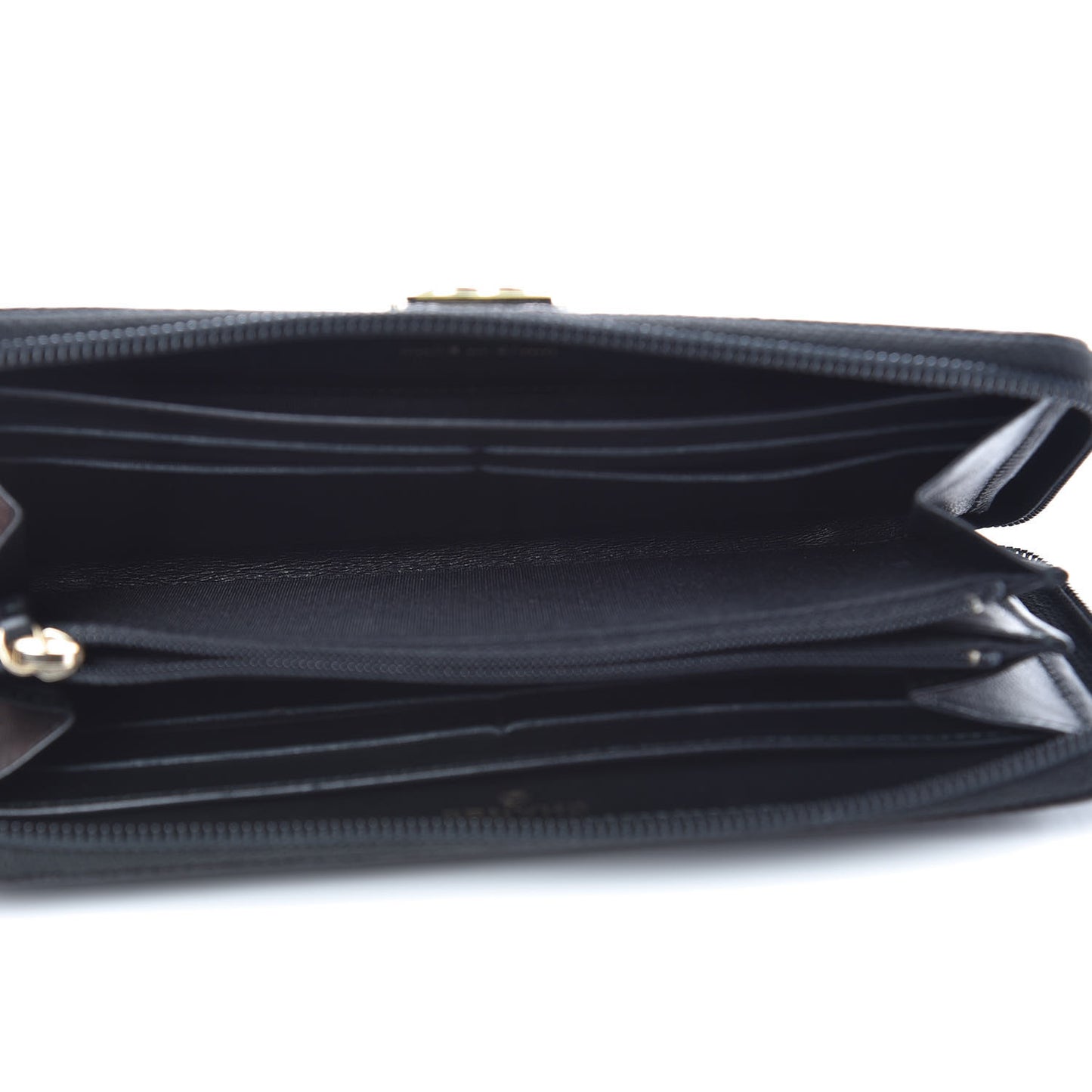 Caviar Chevron Quilted Zip Around Boy Wallet Black