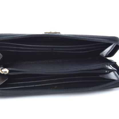 Chanel Caviar Chevron Quilted Zip Around Boy Wallet Black 5 of 11