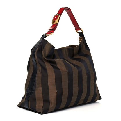 Fendi Pequin Cuoio Vegetale Large Hobo Tobacco Rosso Black 3 of 11