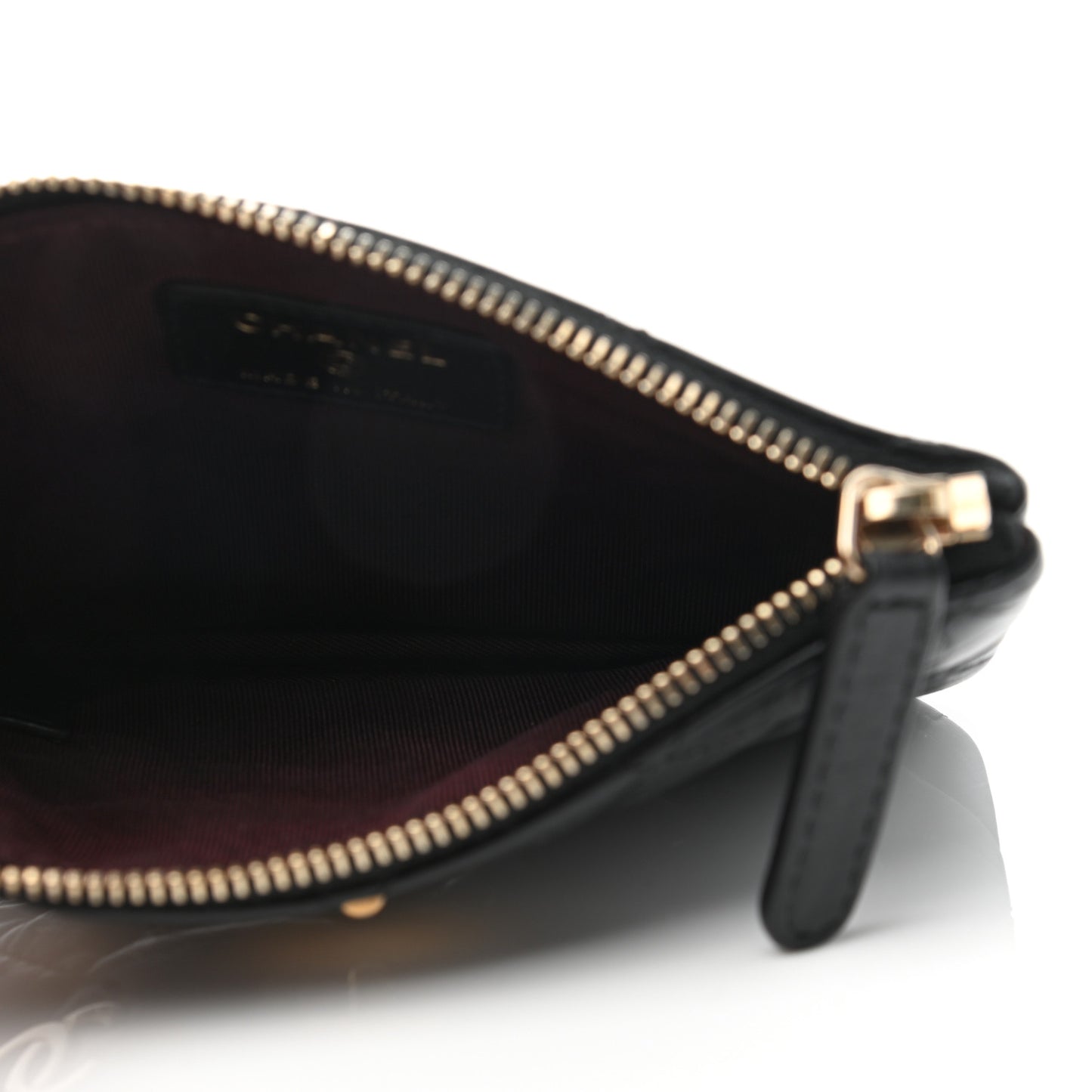 Aged Calfskin Charm Quilted Small Reissue Cosmetic Case Black