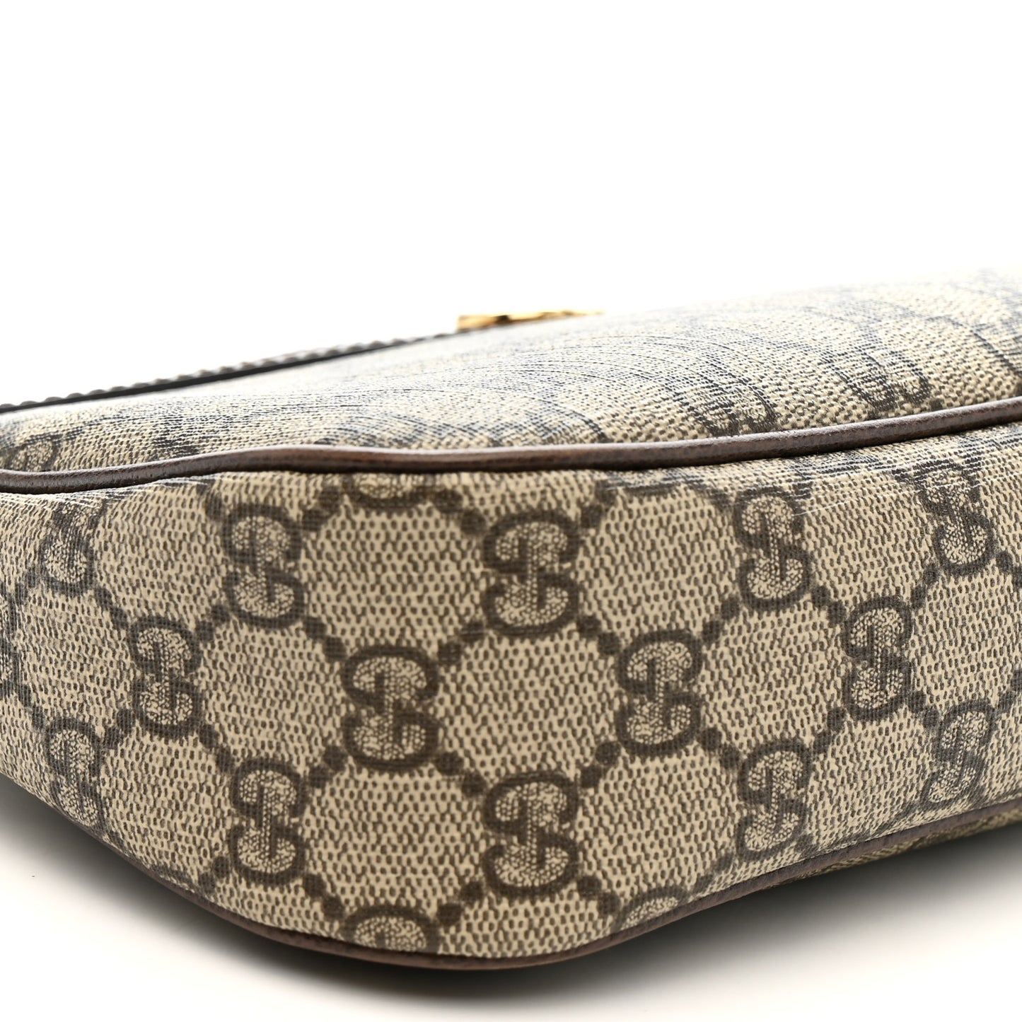 GG Supreme Monogram Textured Dollar Calfskin Web Small Ophidia GG Handbag Beige Ebony New Acero