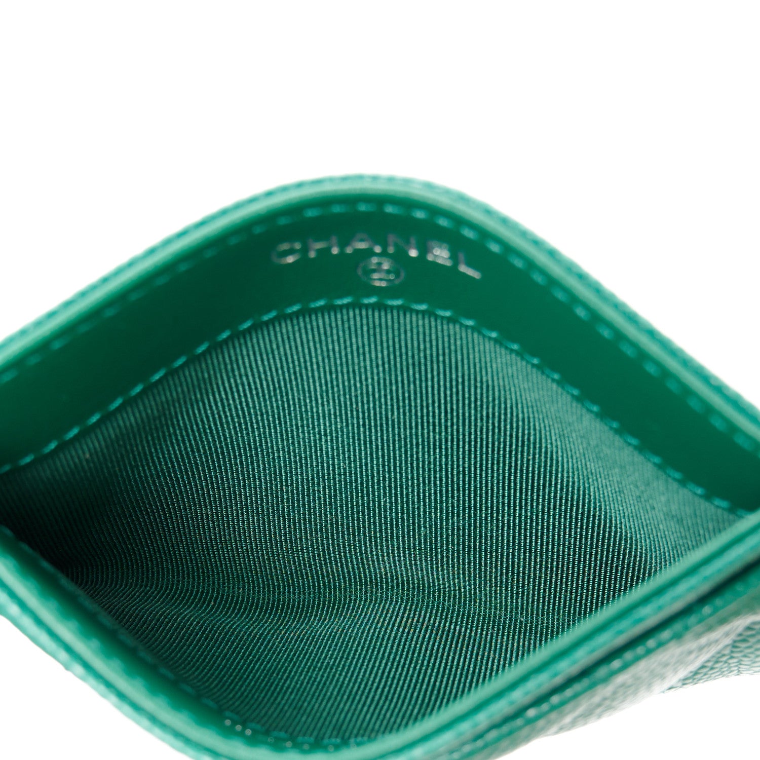 Chanel Caviar Quilted Card Holder Green 5 of 10