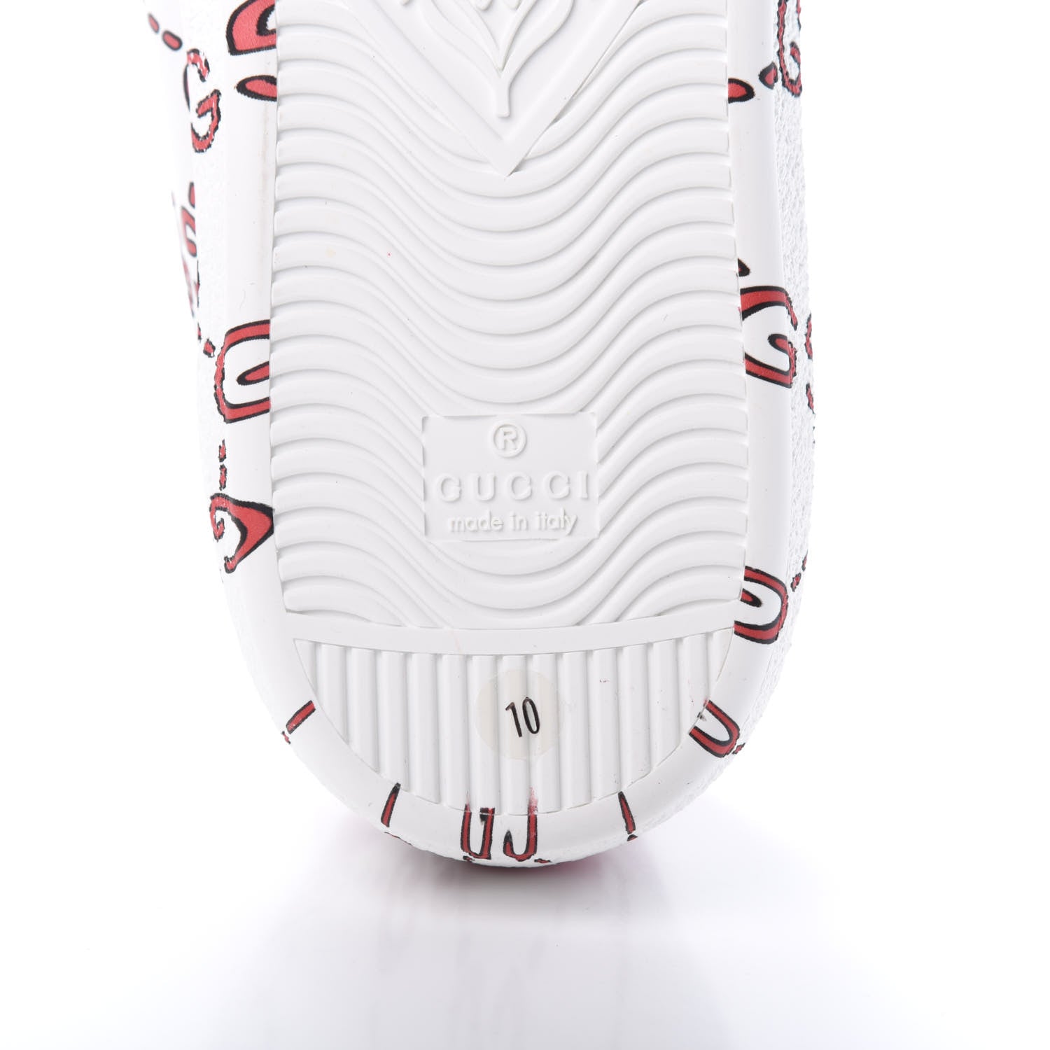 Gucci Calfskin GucciGhost Print Mens Ace Sneakers 10 White Hibiscus Red 6 of 8