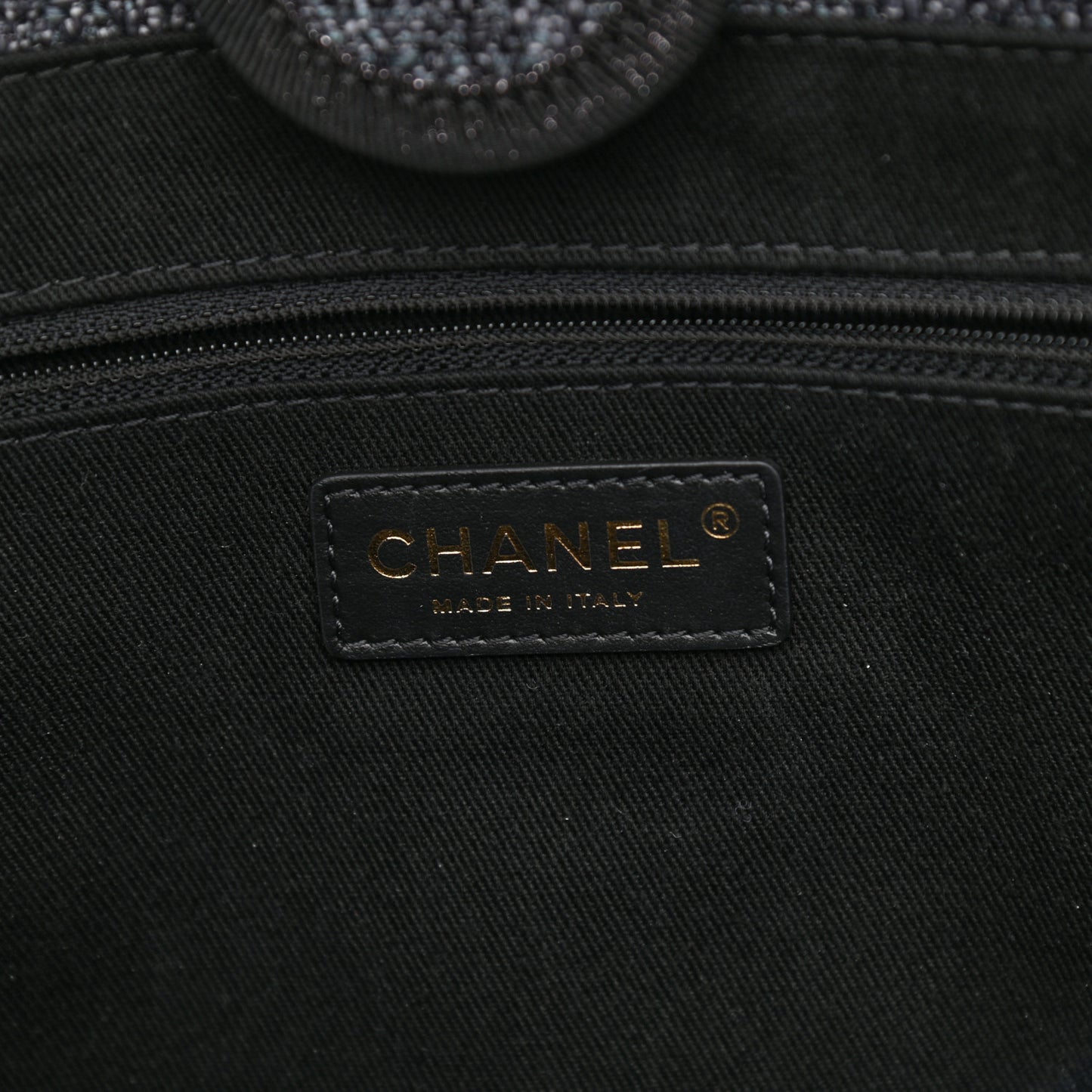 Mixed Fibers Calfskin Small Deauville Tote Black