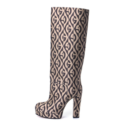 Gucci Fabric G Rhombus Print Platform Boots 36 Beige Cocoa 1 of 7