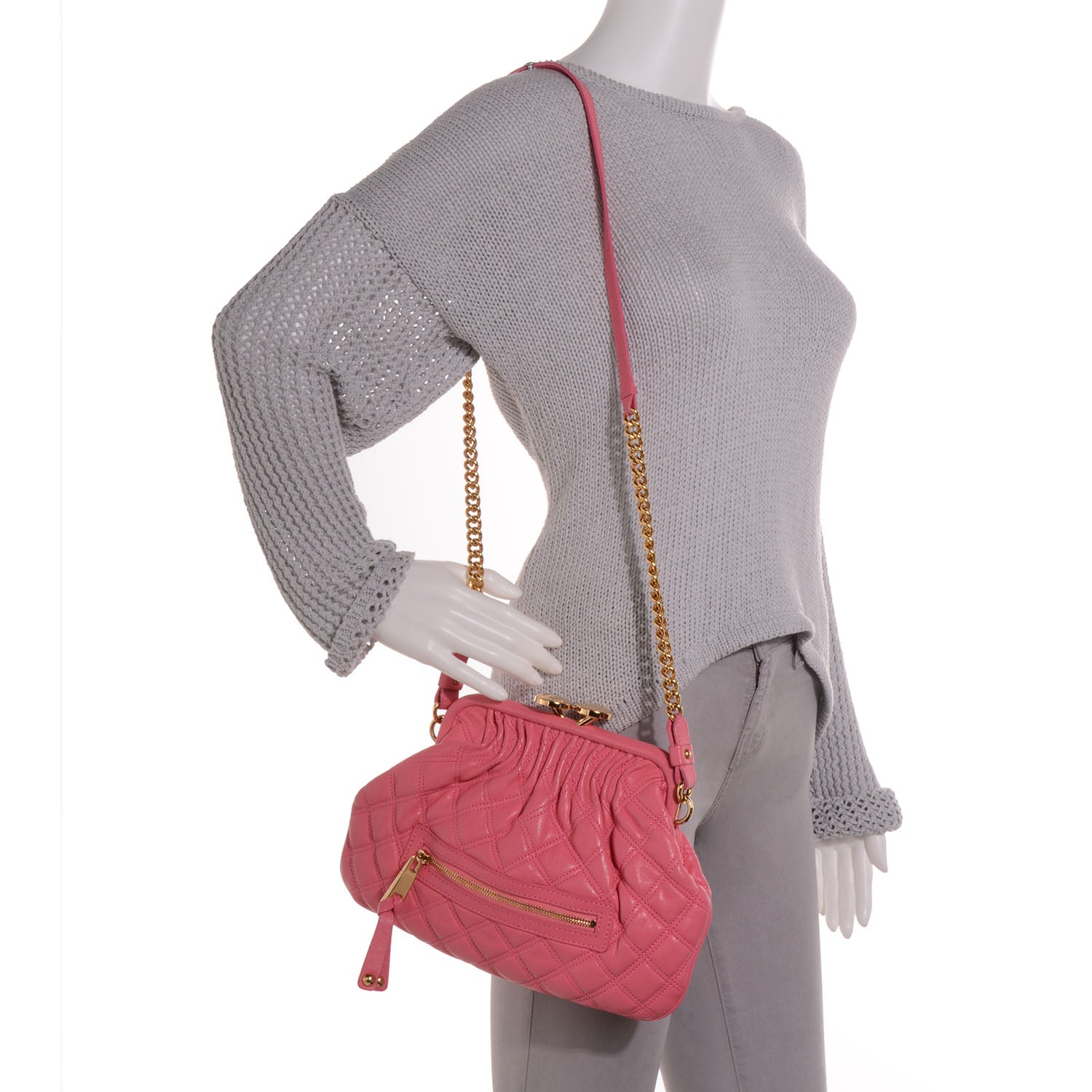 Marc Jacobs Leather Quilted Little Stam Bubble Pink 2 of 9