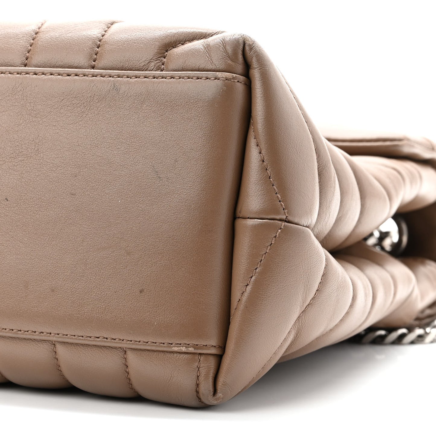 Calfskin Y Quilted Monogram Medium Loulou Chain Satchel Taupe