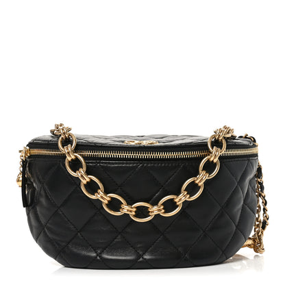 Chanel Lambskin Pearl Quilted CC Belt Bag Black 1 of 10