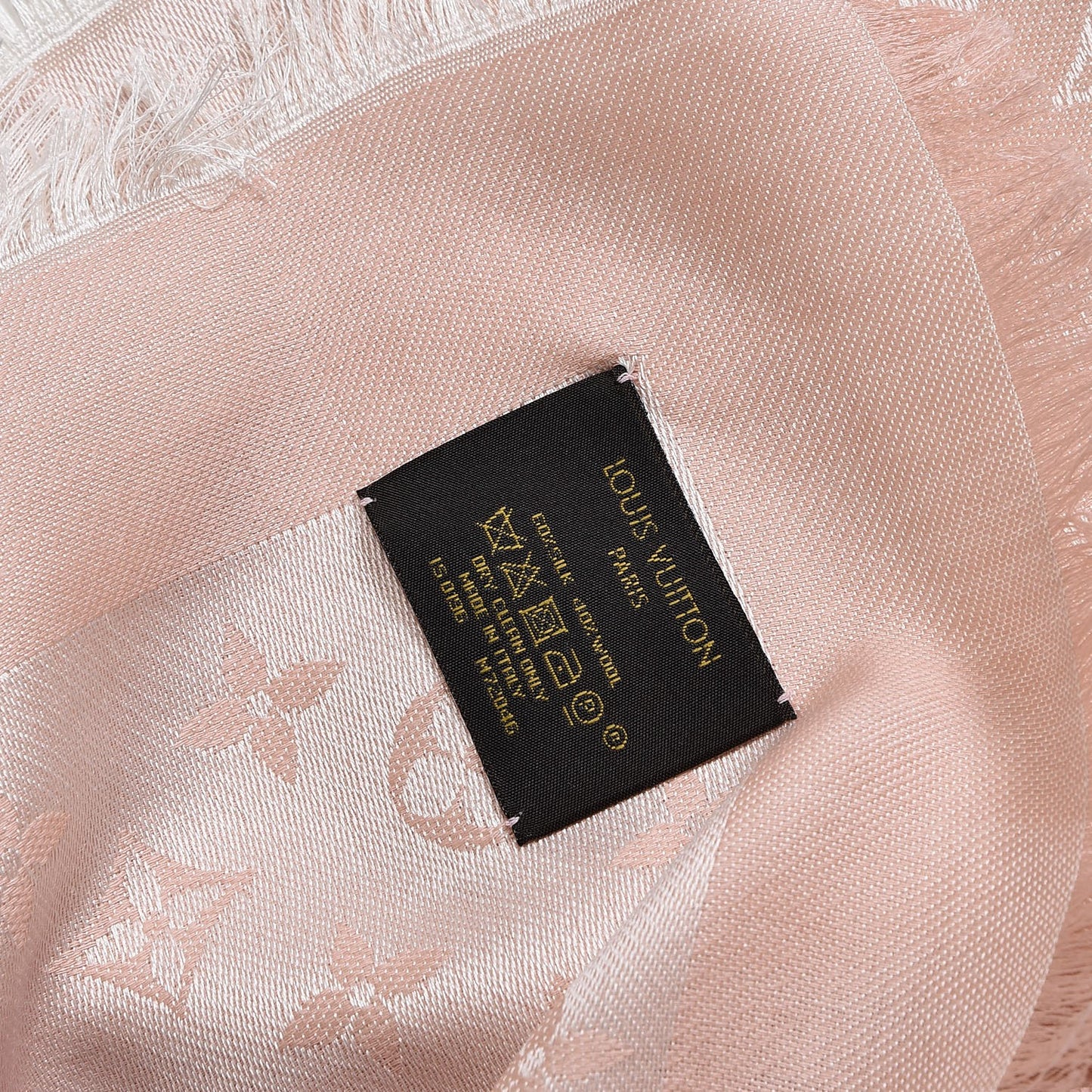 Silk Wool Monogram Shawl Rose