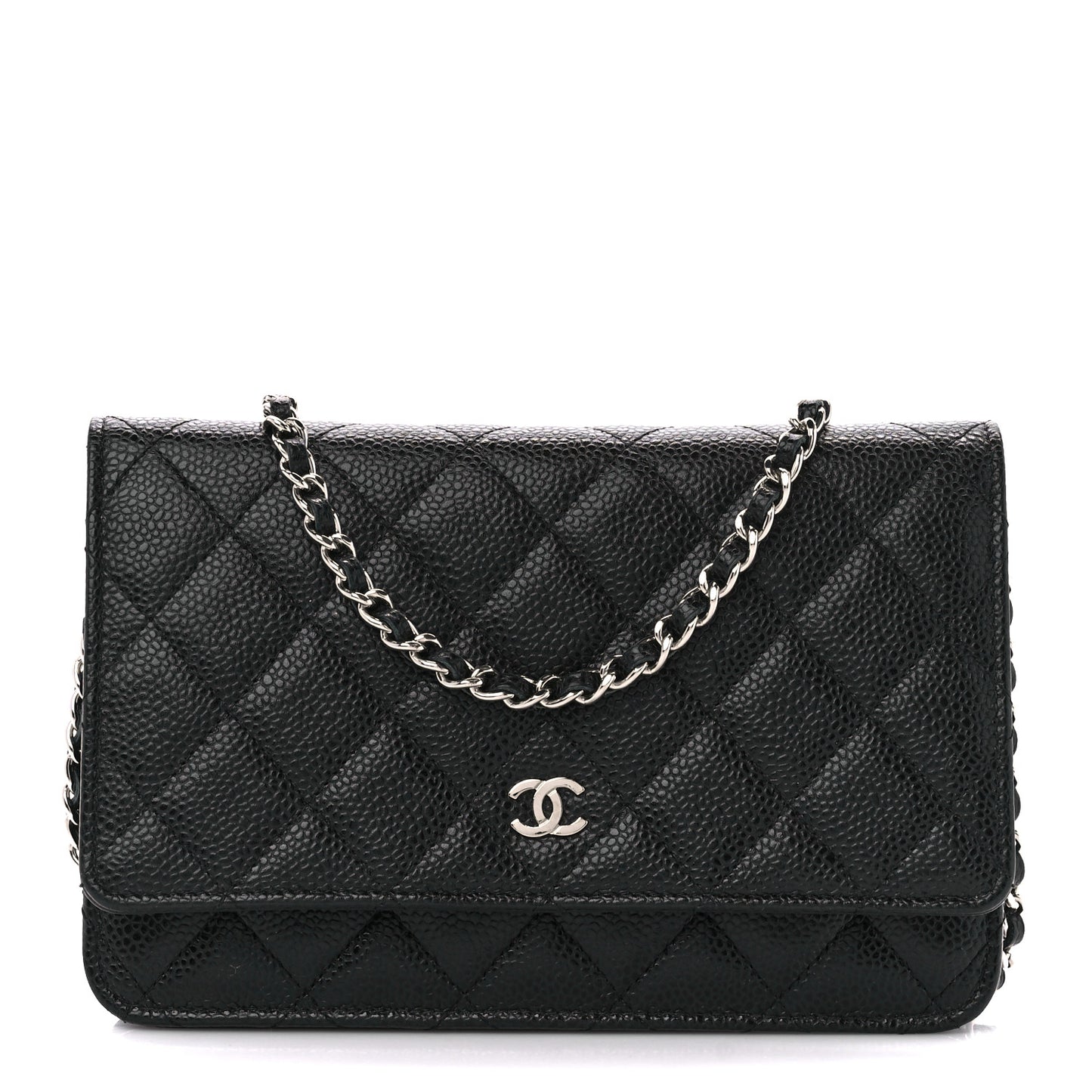 Caviar Quilted Wallet on Chain WOC Black