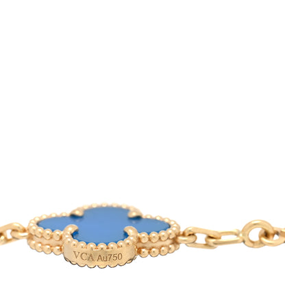 Van Cleef & Arpels 18K Yellow Gold Blue Agate 5 Motifs Vintage Alhambra Bracelet 3 of 3