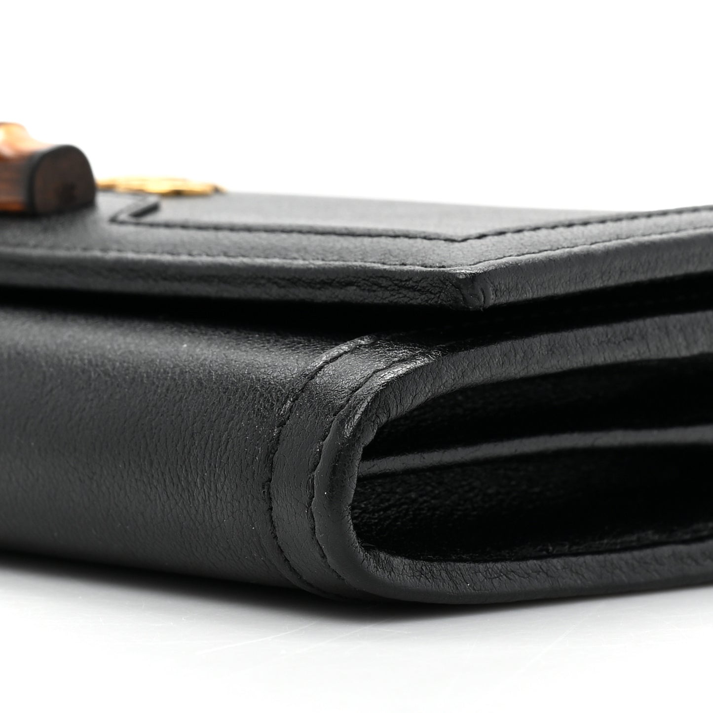 Wonka Grain Calfskin Diana Chain Wallet Black