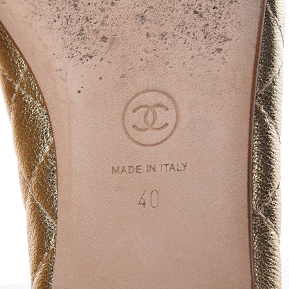 Chanel Metallic Lambskin Quilted CC Cap Toe Ballet Flats 40 Gold 8 of 14