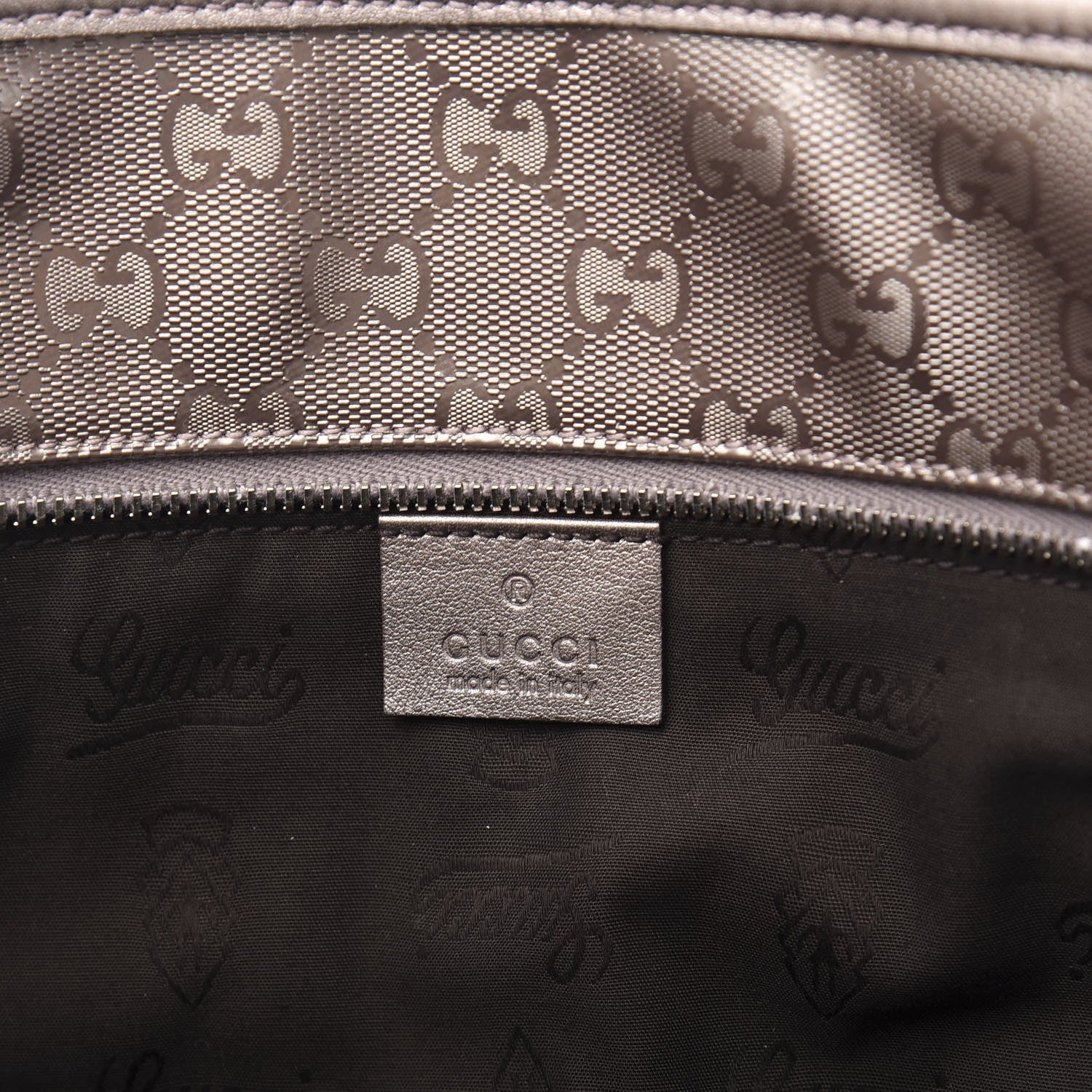 Gucci Imprime Monogram Medium Zippered Shopping Tote Pewter 6 of 11