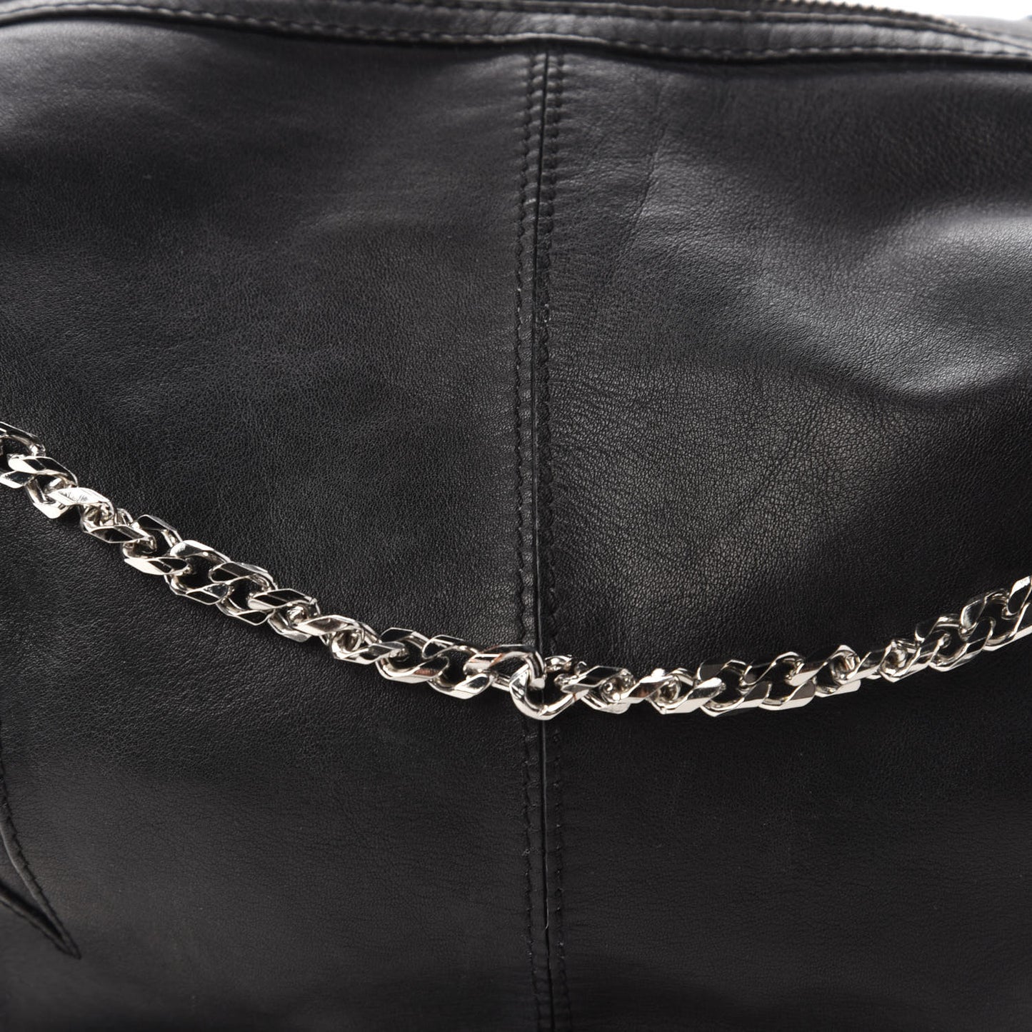 Calfskin Marina Top Handle Chain Satchel Black Rhodium Hardware