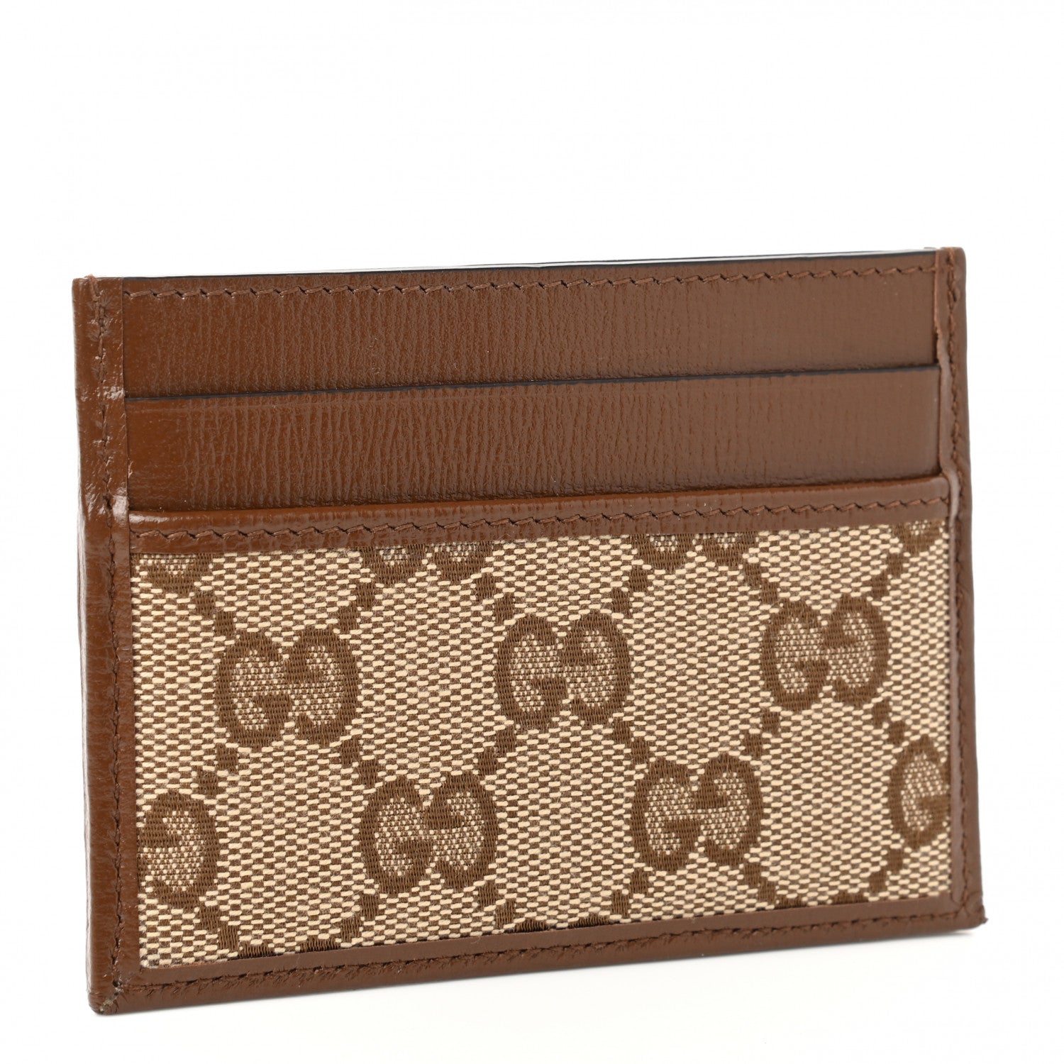 Balenciaga X GUCCI GG Monogram Azalea Calfskin Neo Classic Card Holder Beige Ebony Brown Sugar 3 of 7