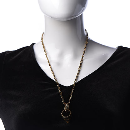 Gucci Metal Lion Head Ring Necklace Aged Gold 2 of 6