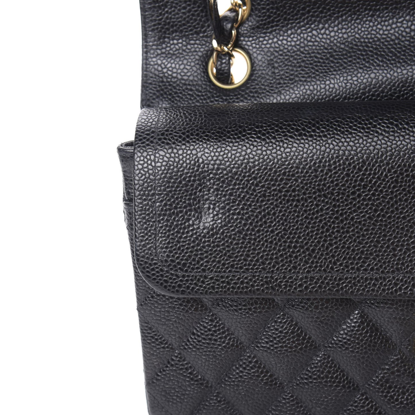 Caviar Quilted Medium Double Flap Black