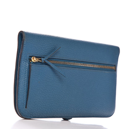 Hermes Taurillon Clemence Dogon Recto Verso Wallet Cobalt 3 of 12