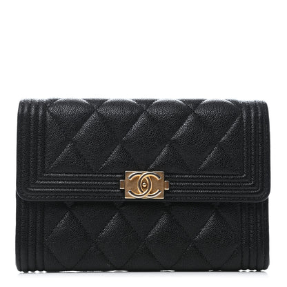 Chanel Caviar Quilted Medium Boy Flap Wallet Black 1 of 4