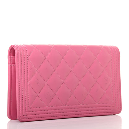 Chanel Lambskin Quilted Boy Yen Wallet Pink 2 of 6