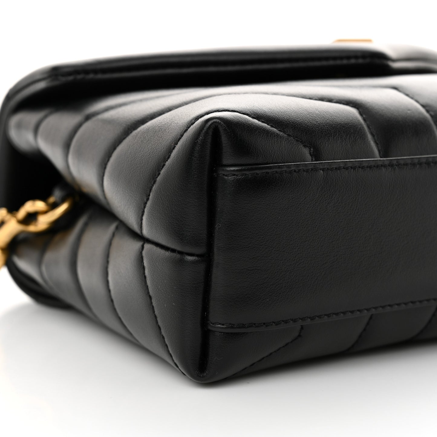 Calfskin Y Quilted Monogram Toy Loulou Crossbody Bag Black