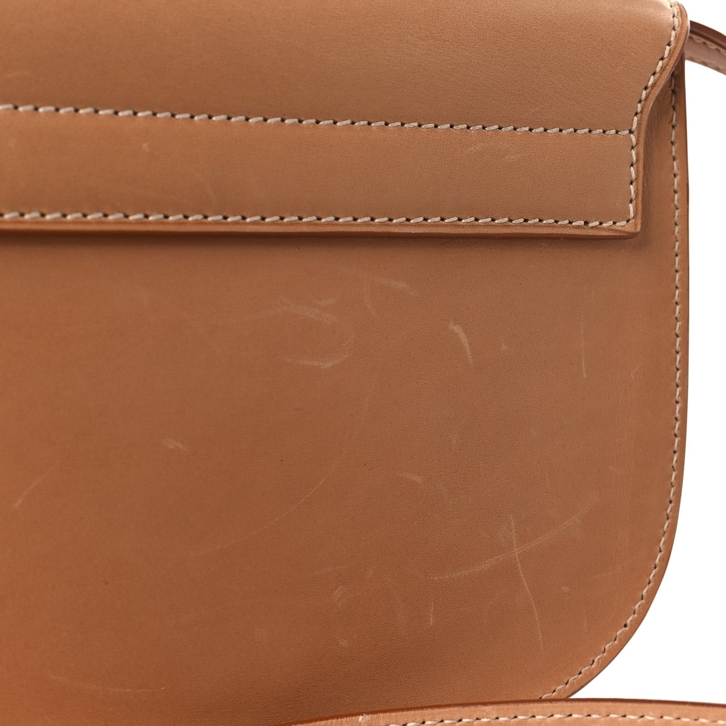 Smooth Vintage Calfskin Small Kaia Satchel Brown Gold
