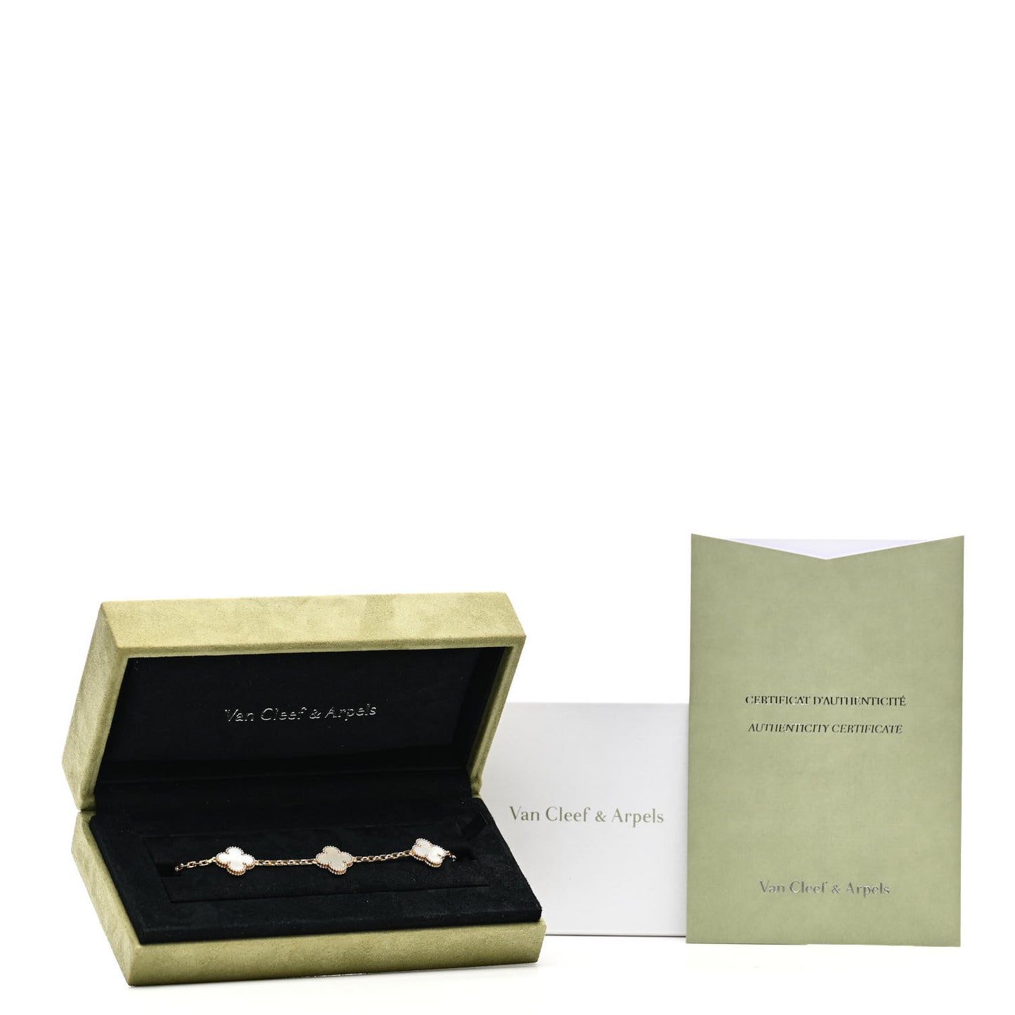 18K Yellow Gold Mother of Pearl 5 Motifs Vintage Alhambra Bracelet