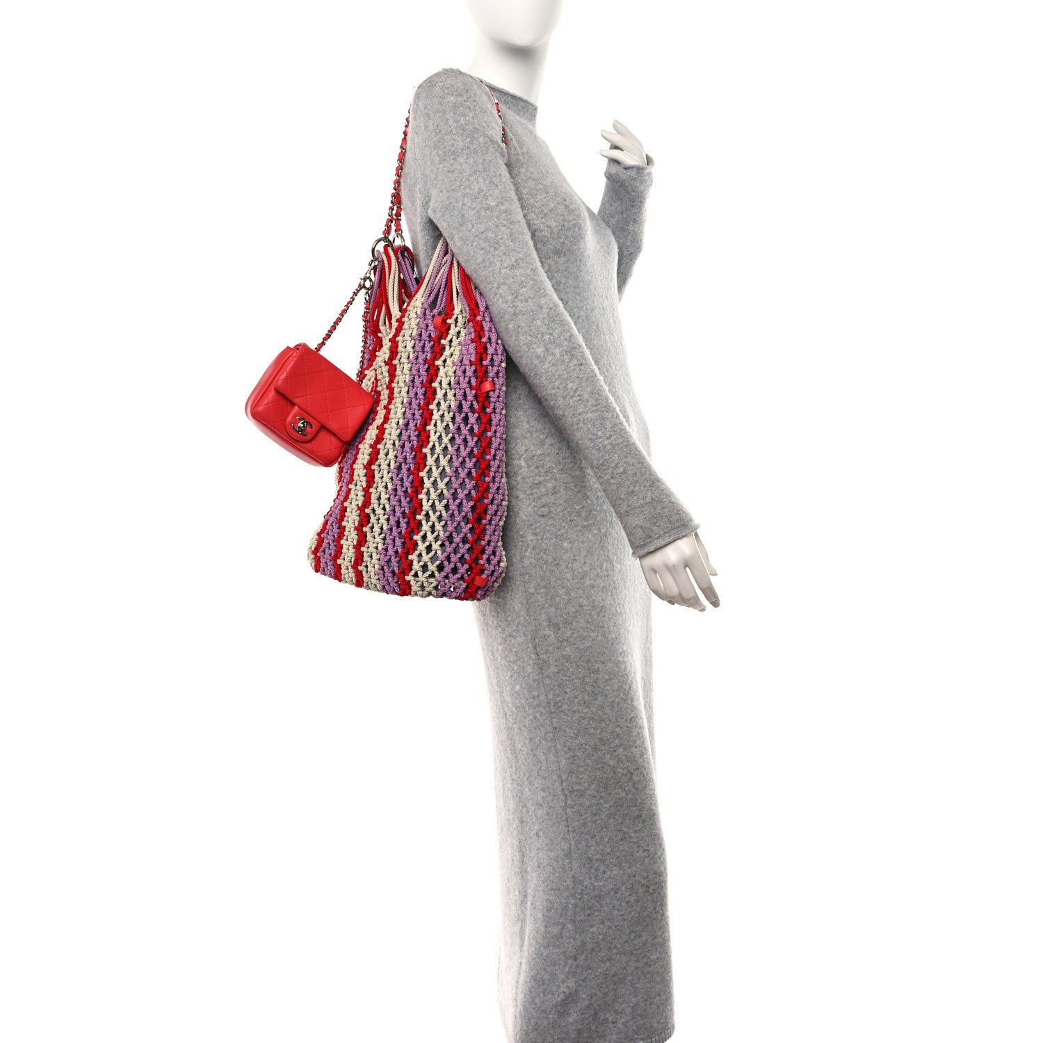 Chanel Lambskin Mixed Fibers Large Shopping Bag Red Purple White 2 of 11