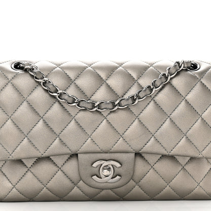 Chanel Metallic Calfskin Quilted Medium Double Flap Ruthenium 8 of 16