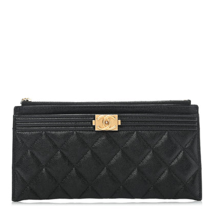 Chanel Caviar Quilted Classic Zip Boy Pouch Black 1 of 11