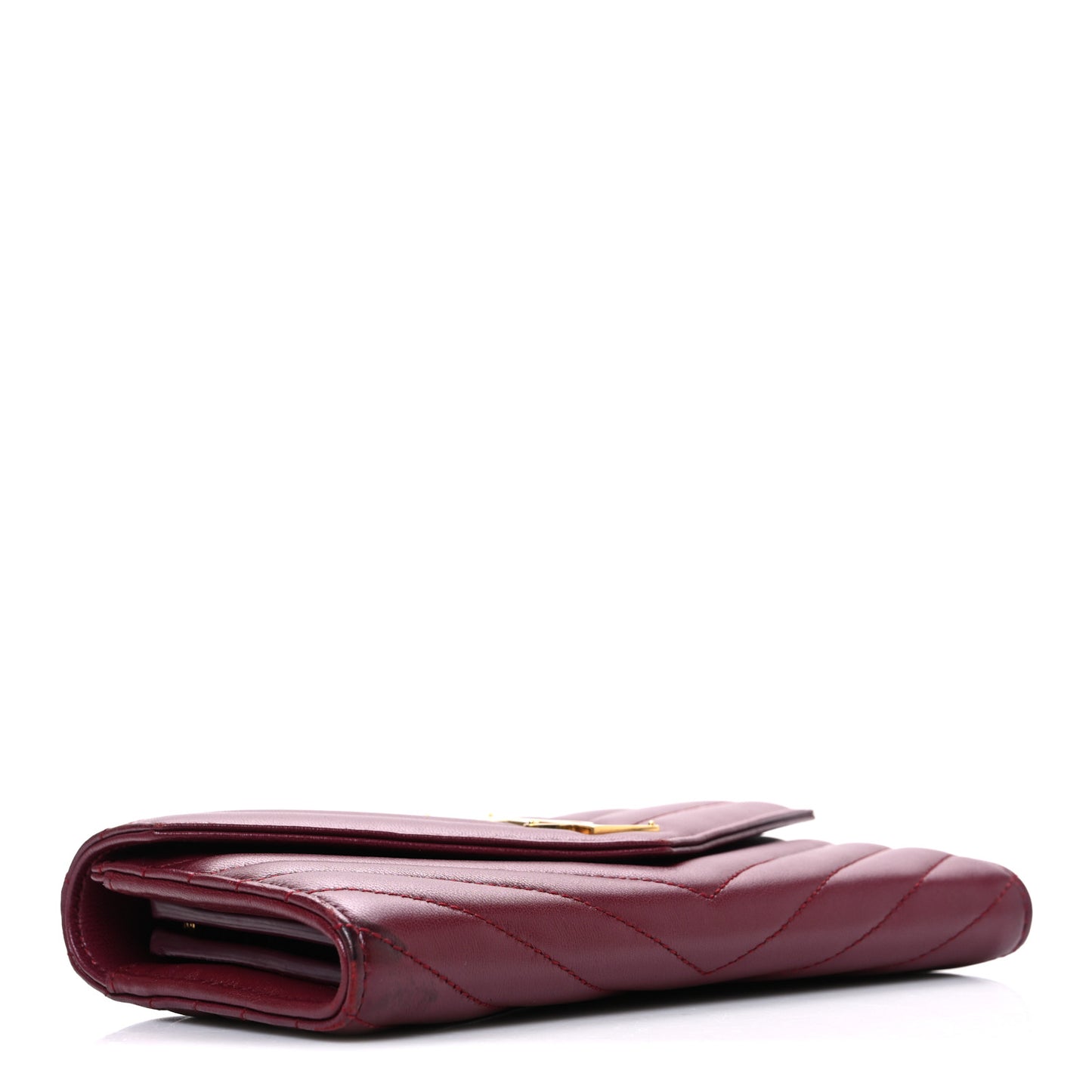 Calfskin Matelasse Chevron Monogram Flap Wallet Dark Bordeaux