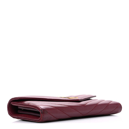 Saint Laurent Calfskin Matelasse Chevron Monogram Flap Wallet Dark Bordeaux 4 of 8