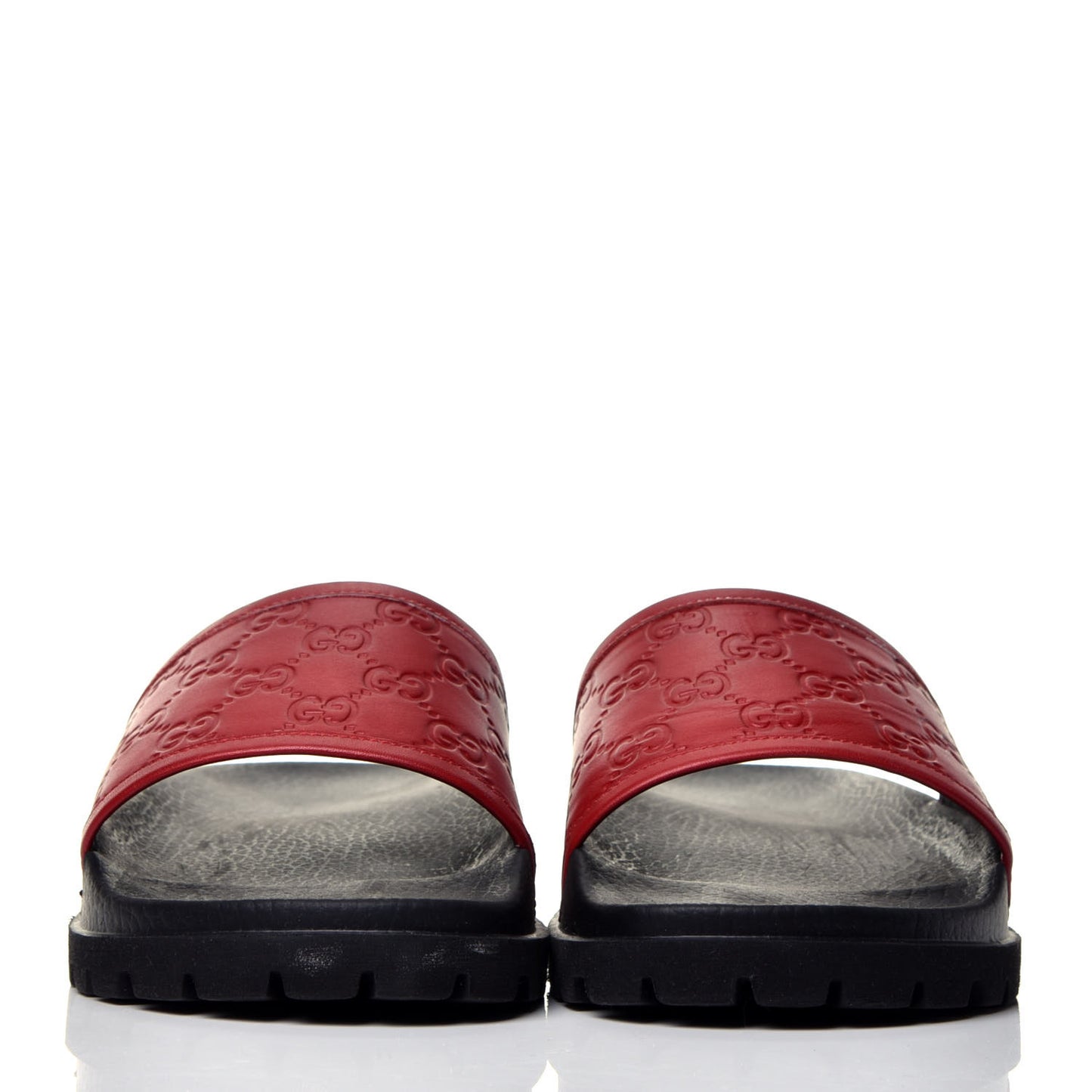 Guccissima Signature Mens Lug Sole Slide Sandals 9 Hibiscus Red
